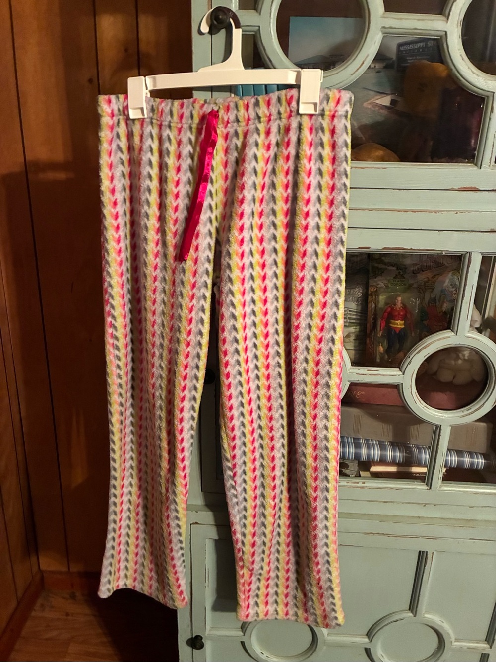 Ladies Multicolor Stripe Fleece Pajama Pants Size XL Roll Outta Bed B17